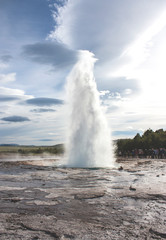 Close up on an explosive geyser in Iceland
