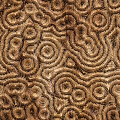 Wood decorative carved  tiles, 3d illustration