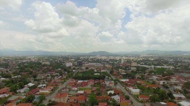 An aerial panoramic view of the suburbs of San Pedro Sula in Honduras.