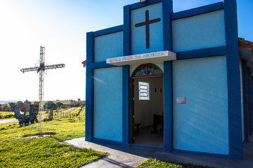 Facade of the small chapel dedicated to Our Lady of Aparecida in the municipality of Garca, in the state of Sao Paulo