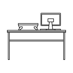 desk with computer desktop workplace