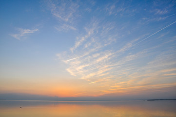 Fototapeta premium Natural Park of the Albufera in Valencia sunset