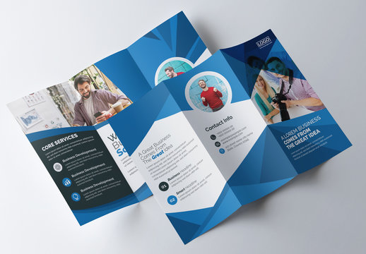 Blue Corporate Trifold Business Brochure Layout