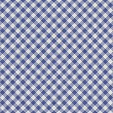  Seamless French Blue White Farmhouse Style Gingham Texture. Woven Linen Check Cloth Pattern Background. Tartan Plaid Closeup Weave Fabric For Kitchen Towel Material. Checkered Fiber Picnic Table Clot