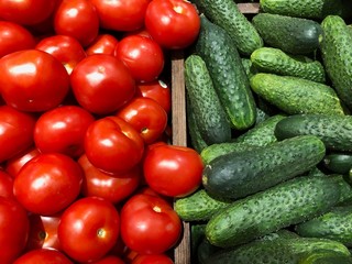 Tomatoes and cucumbers