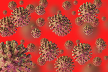 Contagious COVID-19, Flur or Coronavirus. Coronavirus from chine. 3D rendering
