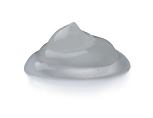 Sample of transparent cosmetic gel on white background