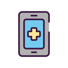 Obraz premium healthcare concept, smartphone with medical app icon, line color style