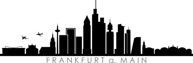FRANKFURT MAIN City Skyline Silhouette Cityscape Vector - obrazy, fototapety, plakaty