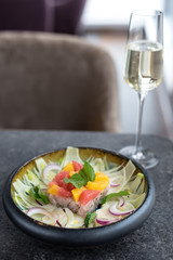 White Fish Tartare with Fennel and Orange Salad