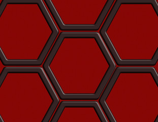 Hexagon Grid Linework with a Red Textured Background.