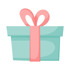 Cute present box. Cartoon gift for the holiday. Isolated on a white background. Vector illustration. Great for holiday design, greeting cards, postcards, stickers, banners, posters.