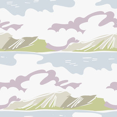 Fototapeta na wymiar mountain landscape abstract outdoor seamless pattern soft color vector