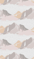 paysage de montagne abstrait extérieur modèle sans couture vecteur de couleur douce