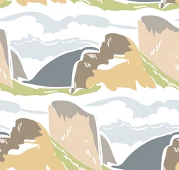 Sheer curtains Mountains mountain landscape abstract outdoor seamless pattern soft color vector