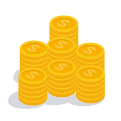 Coins icon. Stack of golden coin like income graph.