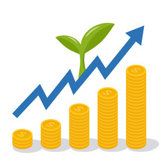 Coins icon. Stack of golden coin like income graph.