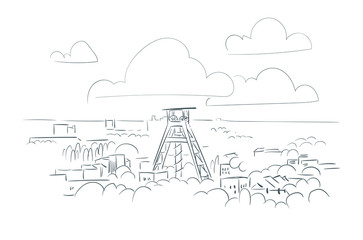 Obraz premium Bochum Germany Europe vector sketch city illustration line art