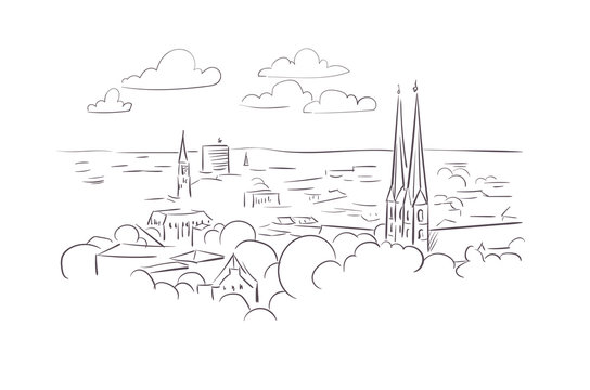 Bielefeld Germany Europe vector sketch city illustration line art