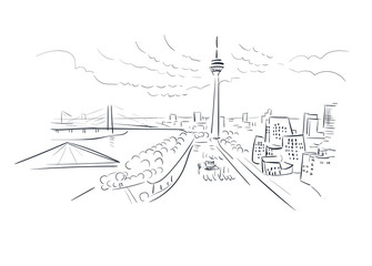 Dusseldorf Germany Europe vector sketch city illustration line art