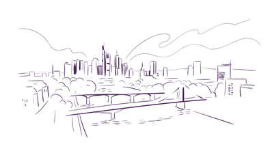 Frankfurt Germany Europe vector sketch city illustration line art