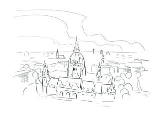Fototapeta premium Hannover Germany Europe vector sketch city illustration line art