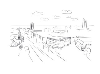 Leipzig Germany Europe vector sketch city illustration line art
