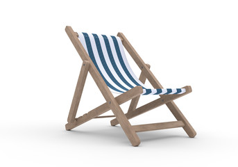 Beach chair isolated on white background. 3D Rendering, 3D Illustration