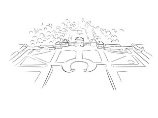 Munich Nymphenburg Palace Germany Europe vector sketch city illustration line art