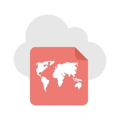 Worldwide cloud storage icon. Cloud computing sign.