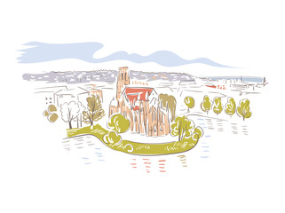 Stuttgart Germany Europe vector sketch city illustration line art