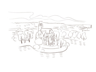 Obraz premium Stuttgart Germany Europe vector sketch city illustration line art