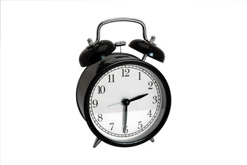 Analog clock. Isolate on a white background. Close-up.