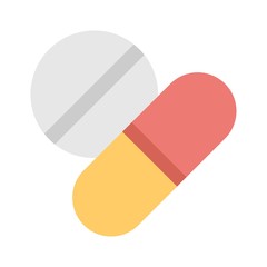 Pill icon in flat style. Medicine, drug capsule signs. Medical healthcare, medication illustration for web and mobile concepts.