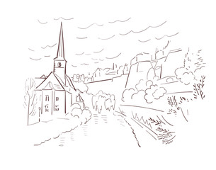 Luxembourg Europe vector sketch city illustration line art