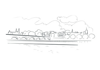 Maastricht Netherlands Europe vector sketch city illustration line art
