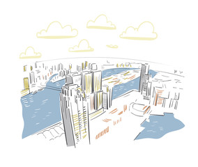 Obraz premium Rotterdam Netherlands Europe vector sketch city illustration line art