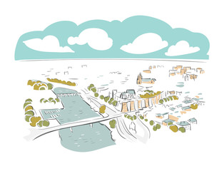 Angers France Europe vector sketch city illustration line art