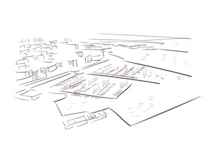 Le Havre France Europe vector sketch city illustration line art