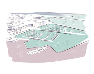 Le Havre France Europe vector sketch city illustration line art