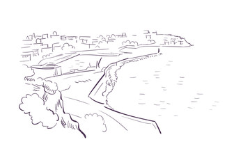 Nice France Europe vector sketch city illustration line art