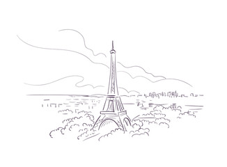 Paris France Europe vector sketch city illustration line art