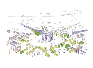 Paris France Europe vector sketch city illustration line art