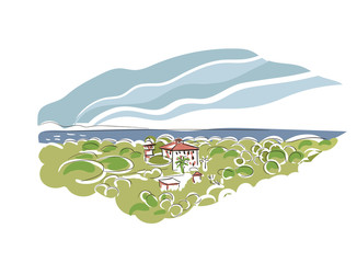 Saint Tropez France Europe vector sketch city illustration line art