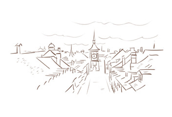 Bern Switzerland Europe vector sketch city illustration line art