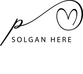 A letter p handwriting logo vector