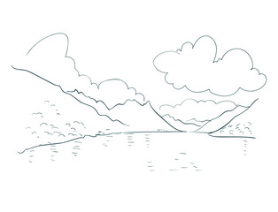 Lugano Switzerland Europe vector sketch city illustration line art