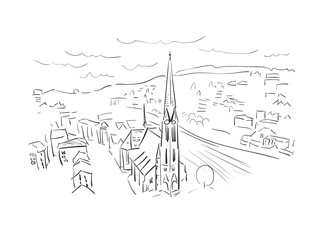 St Gallen Switzerland Europe vector sketch city illustration line art