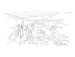 Thun Switzerland Europe vector sketch city illustration line art