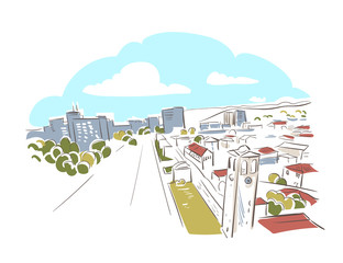 Elbasan Albania Europe vector sketch city illustration line art